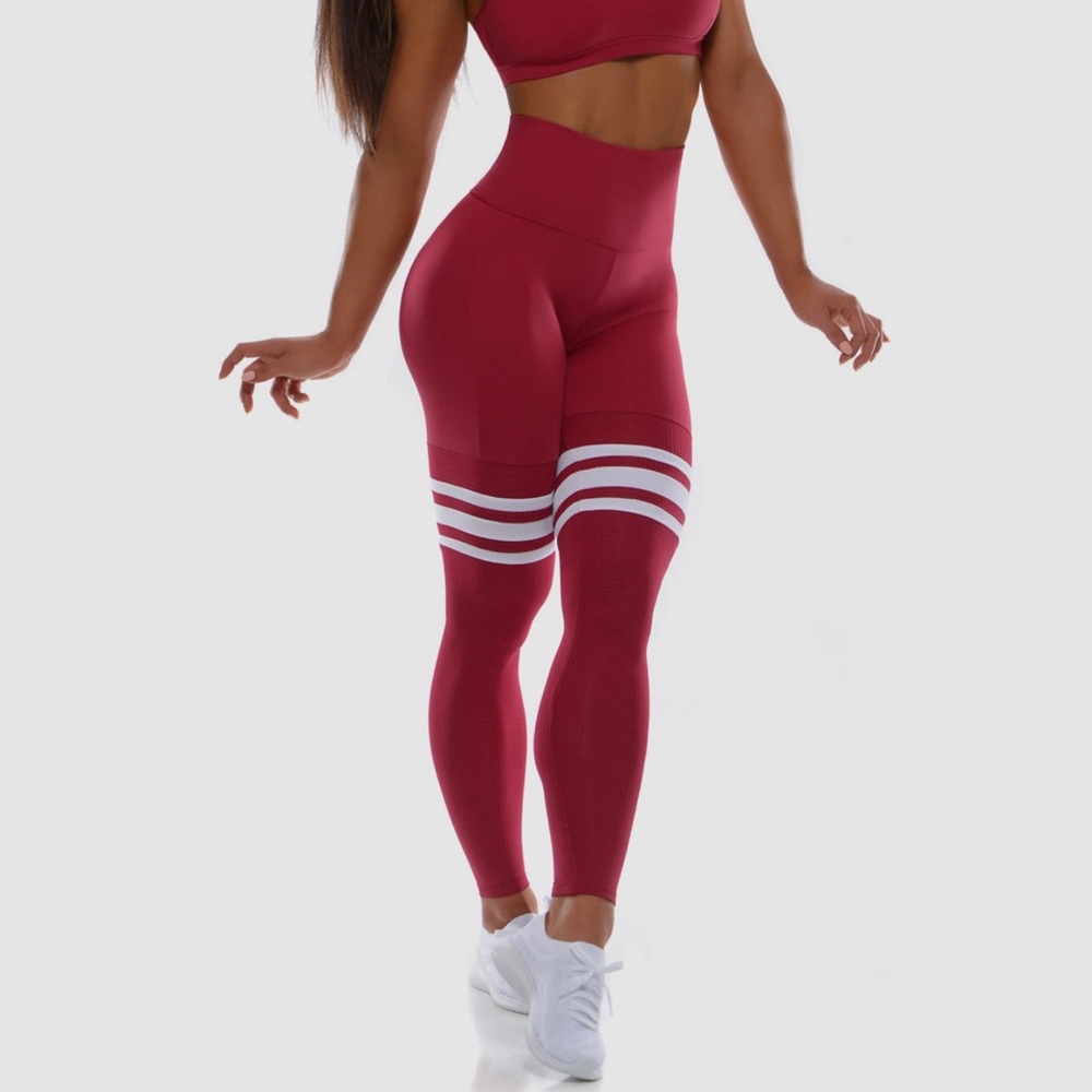 Bombshell Maroon Thigh-Highs Leggings